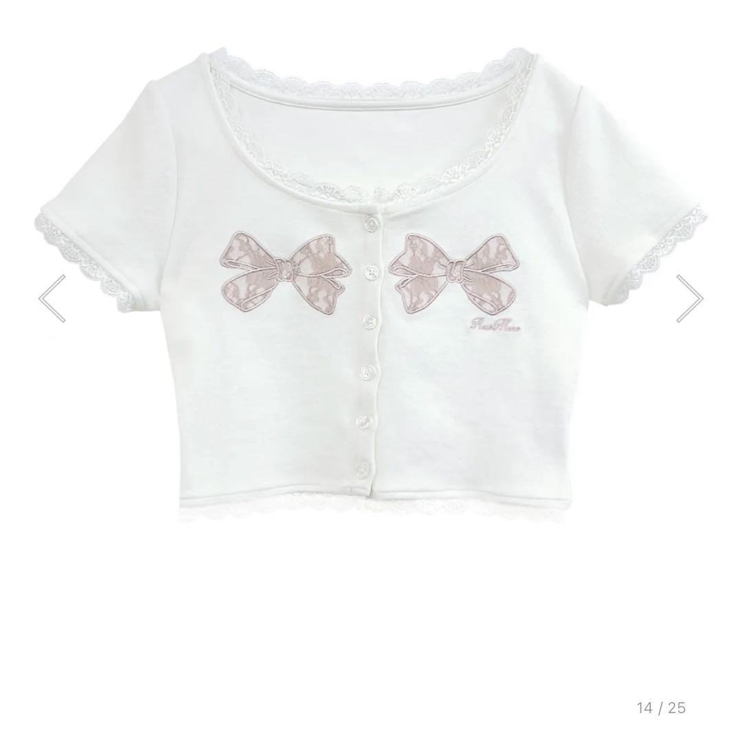 lace ribbon embro cut topsロゼミューズRoseMuse