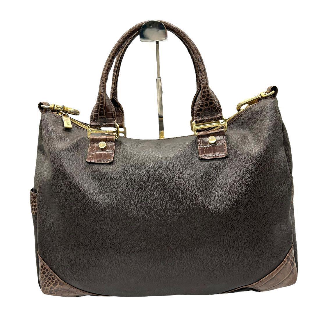 クロコ型押し 茶