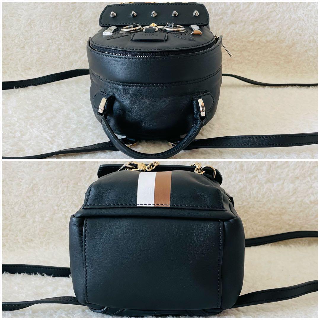 【美品】FURLA リュック アニマル オールレザー 黒 ミニリュック スタッズ 美品】FURLA リュック アニマル オールレザー 黒 ミニリュック