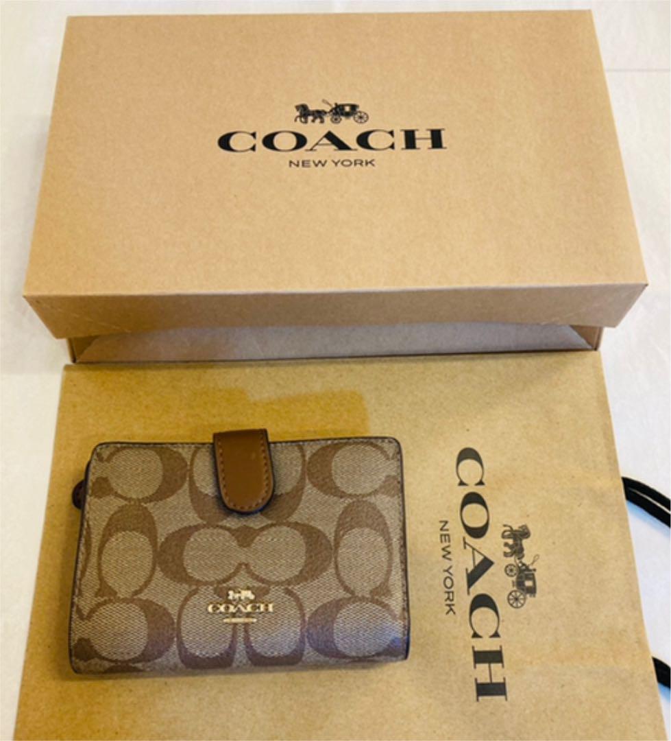 コンパクト ☆専用 COACH シグネチャー柄 二つ折り財布 新品未使用品 J9g8I-m42318333058 として