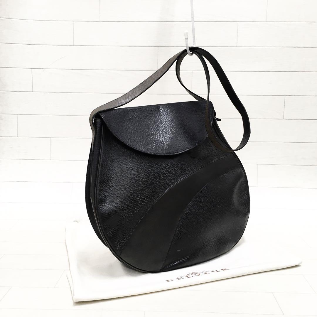 ☆格安・保存袋付☆DELVAUX レザー ショルダーバッグ ブラック