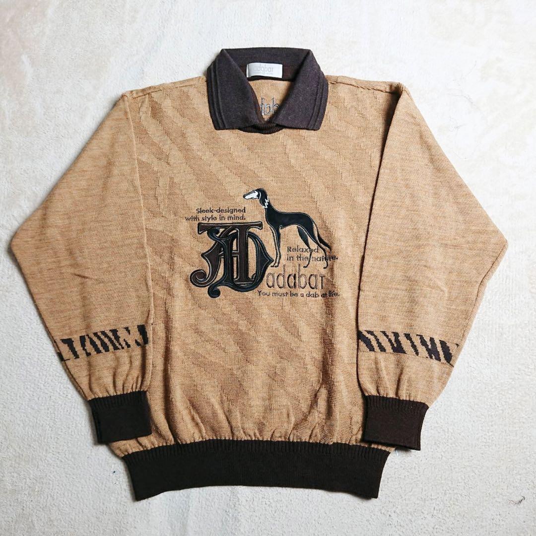アルパカ混 刺繍 襟着脱可能 ニット セーター ヴィンテージ 古着 90s