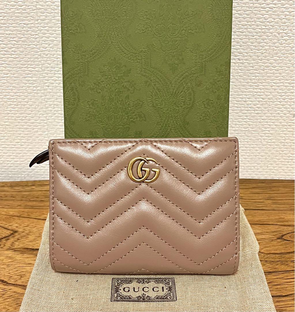 グッチ　GUCCI  ダブルGウォレット　マーモント　二つ折財布ダスティピンク