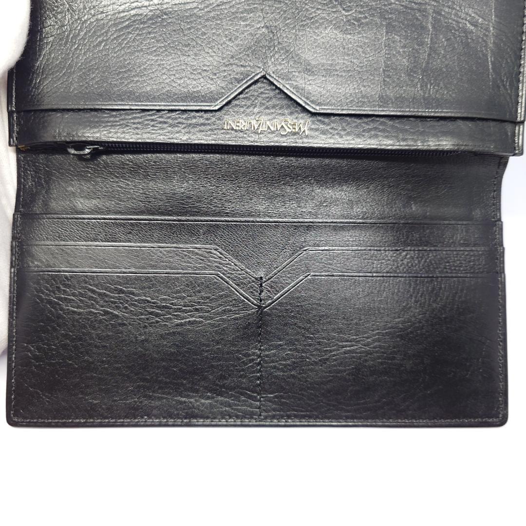 人気ブランド新作豊富 レザー 美品】イヴサンローラン カサンドラ 長財布 黒 2つ折り YSL 小物