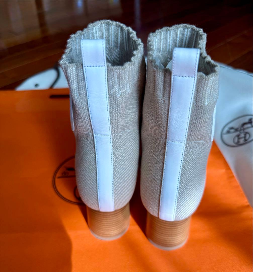 ショートブーツ36 ベージュ23cm・HERMES