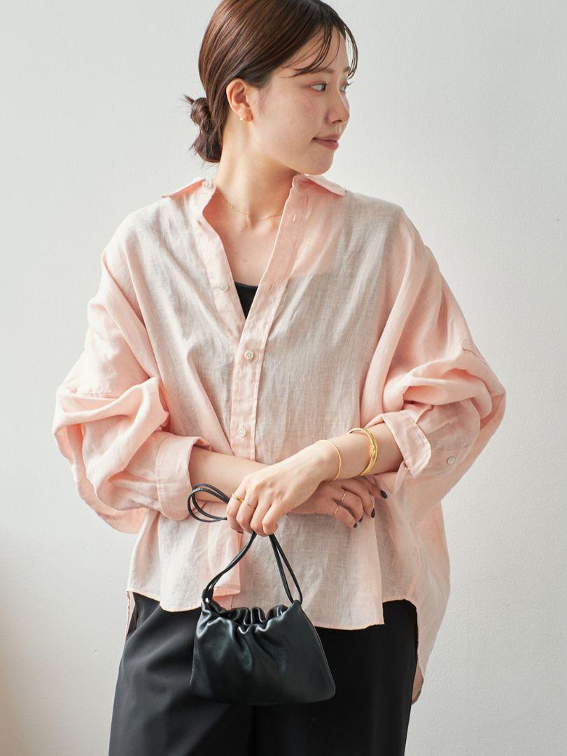 Plage Linen Short シャツ ピンク　リネンショートシャツ