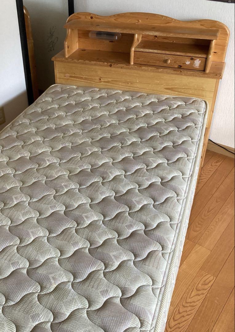 シングルベッドフレームセット　引き出し収納　棚　照明付き　フランスベッド　すのこ