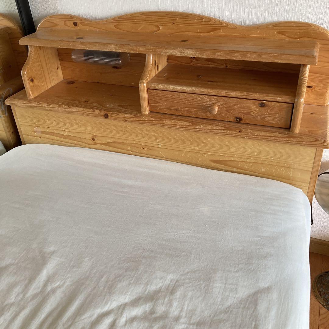 シングルベッドフレームセット　引き出し収納　棚　照明付き　フランスベッド　すのこ
