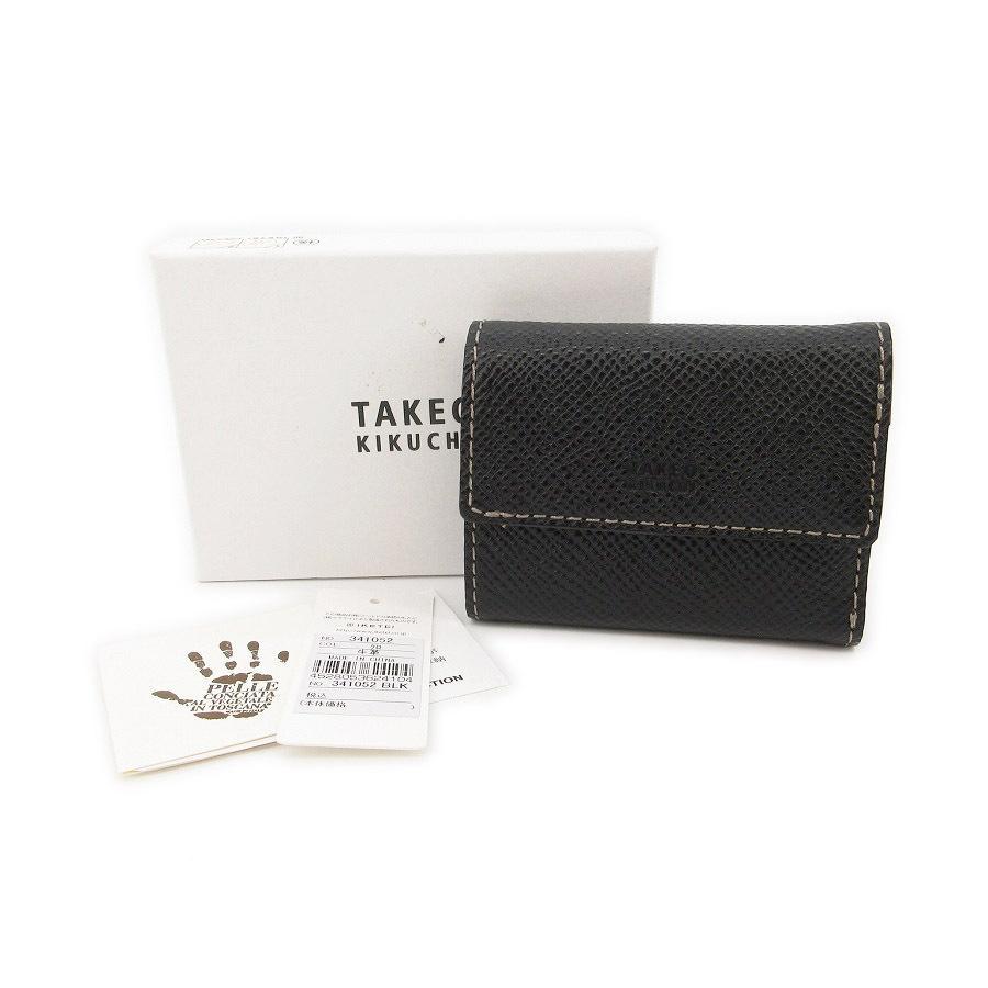超美品 タケオキクチ 財布 三つ折 コンパクト レザー 30-24121605