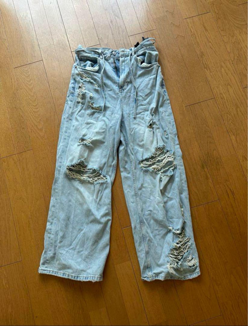 ZARA】 メンズ 新品タグ付き ダメージ バギーデニムパンツ 40