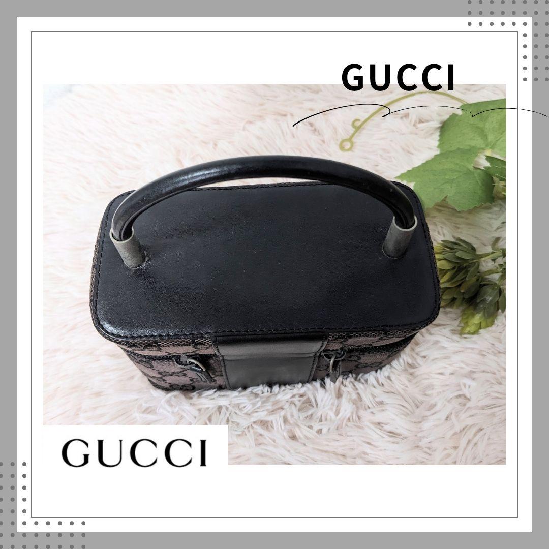 GUCCIグッチ　バニティバッグ　 キャンバスレザー GUCCI グッチ GGキャンバス×レザー バニティバッグ メイクポーチ