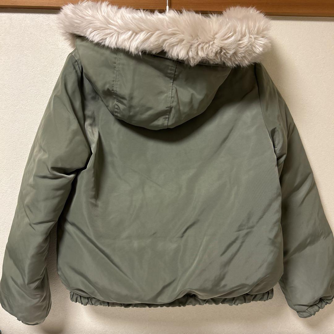 ファー付きダウン グリーン