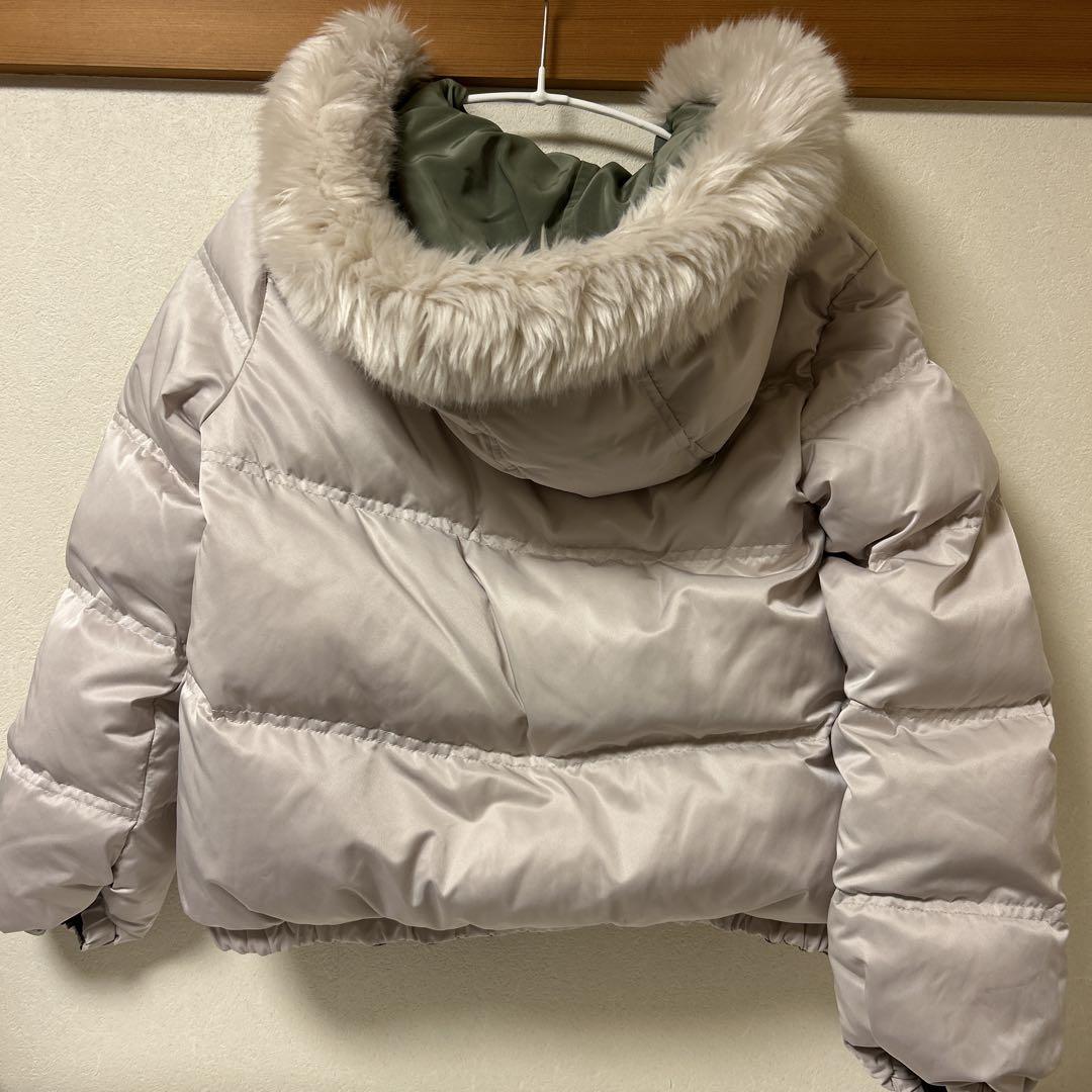 ファー付きダウン グリーン