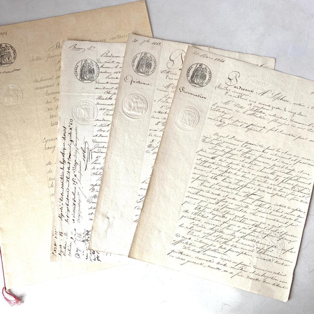 マニュスクリ2冊セット10枚 手書き公文書　カリグラフィー フランスアンティーク フランスアンティーク カリグラフィー 公文書 歴史的手書き文書