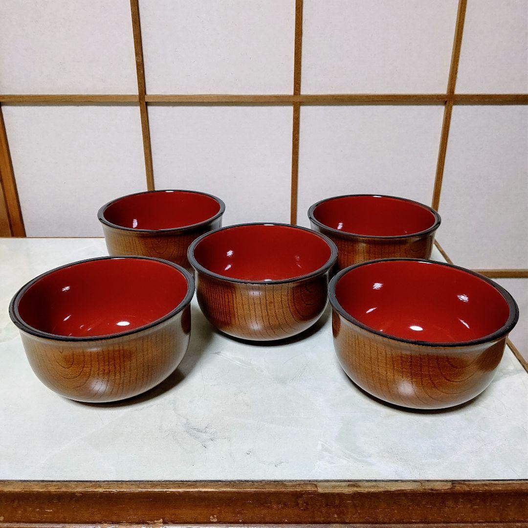 ◆大特価品！！◆木目模様合成漆器(樹脂製) うどんお椀《5客♥》