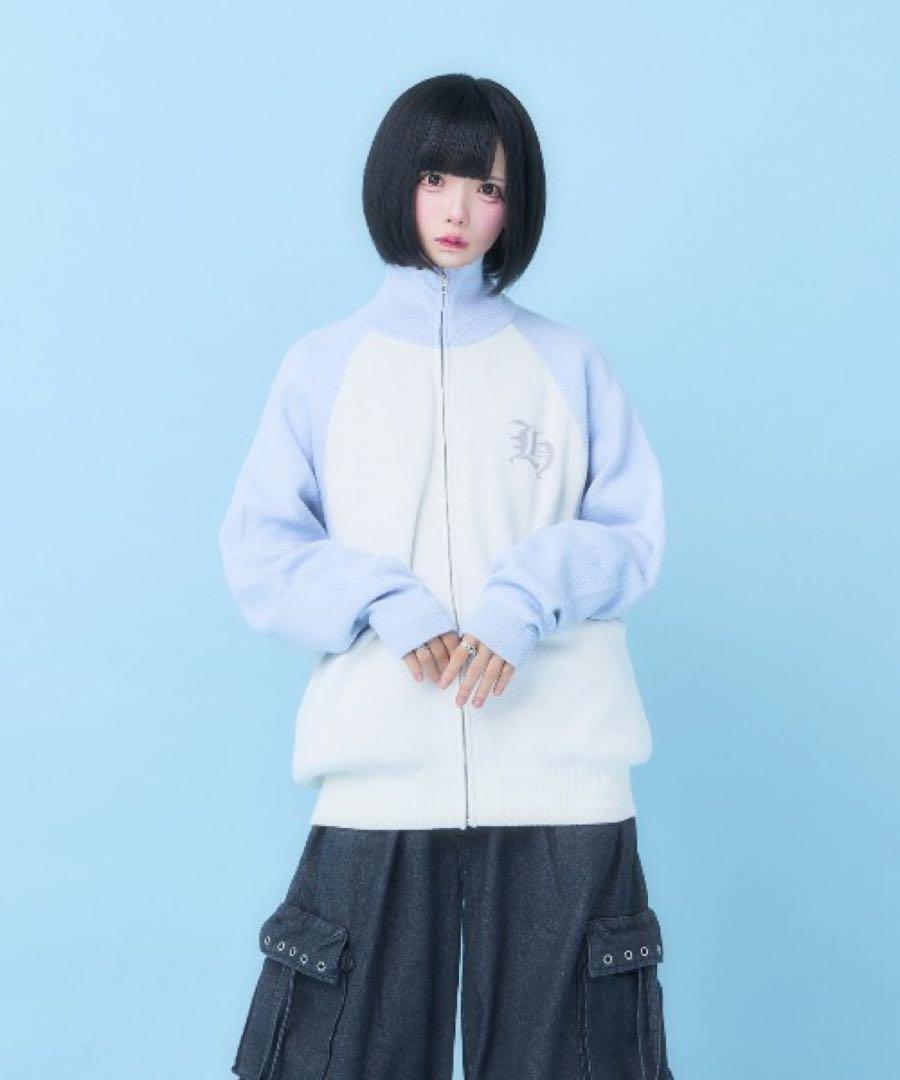 hauls はうるず はうき らぐらんニットブルゾン サックス