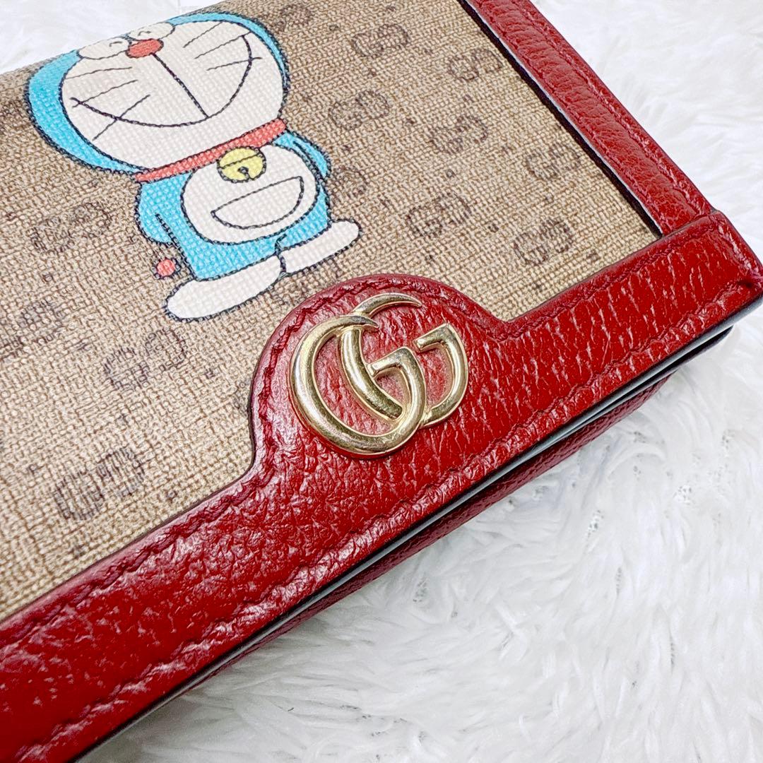 GUCCI ドラえもん 二つ折り財布 GG レザー レッド スプリーム コラボ