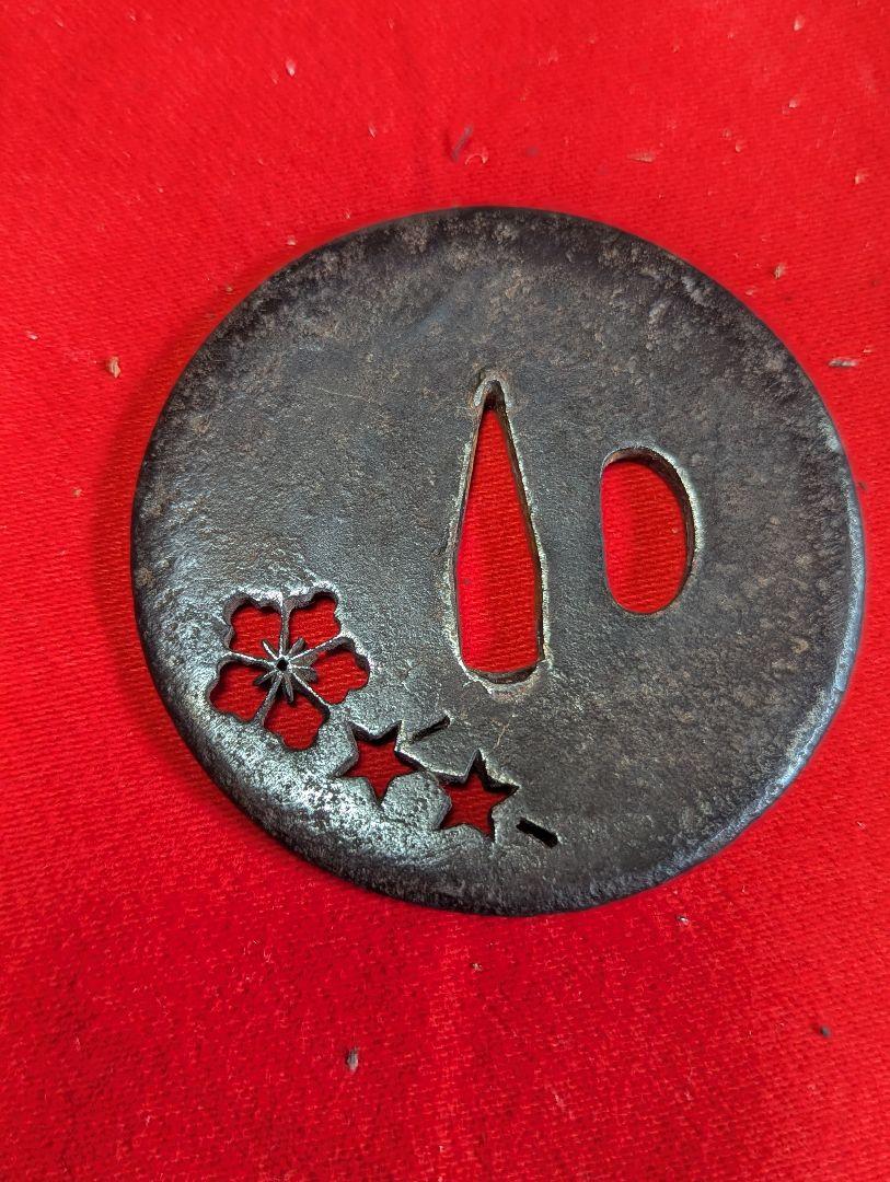 ☆武具 刀装具 刀 鉄鍔 横線の金象嵌☆