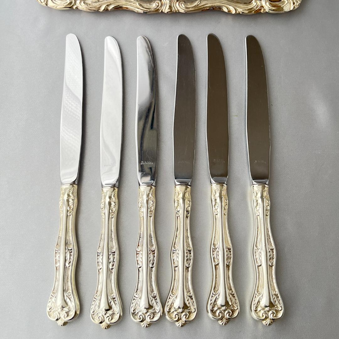 National Silver クイーンエリザベス ディナーナイフ 6本やや傷や汚れあり