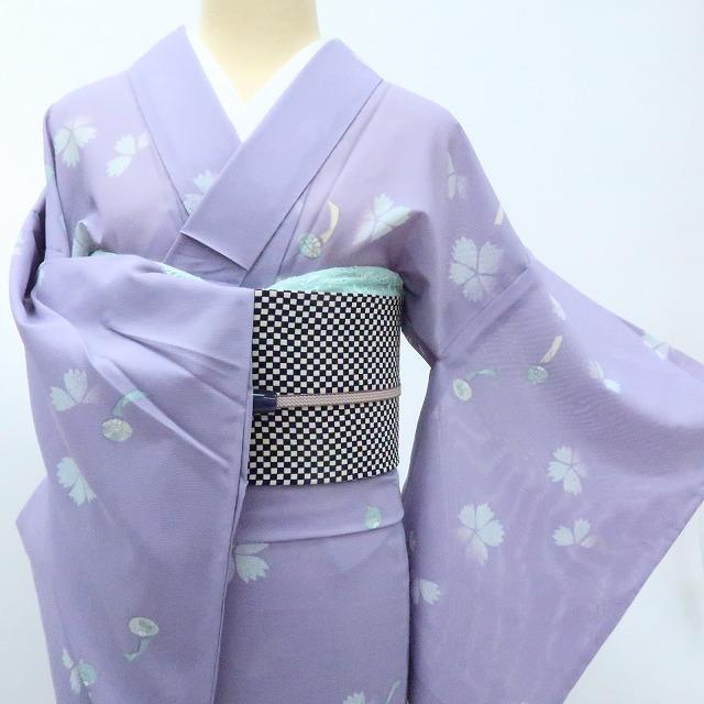 Y2866◆美品 洗える夏着物 絽 誂えポリ 手縫い仕立て 風鈴 小紋 着物