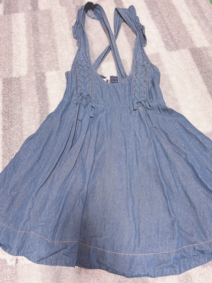 LIZLISA デニムフリル付きジャンパースカート