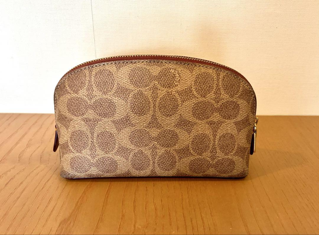 美品 COACH コーチ シグネチャー レザー アクセサリーポーチ