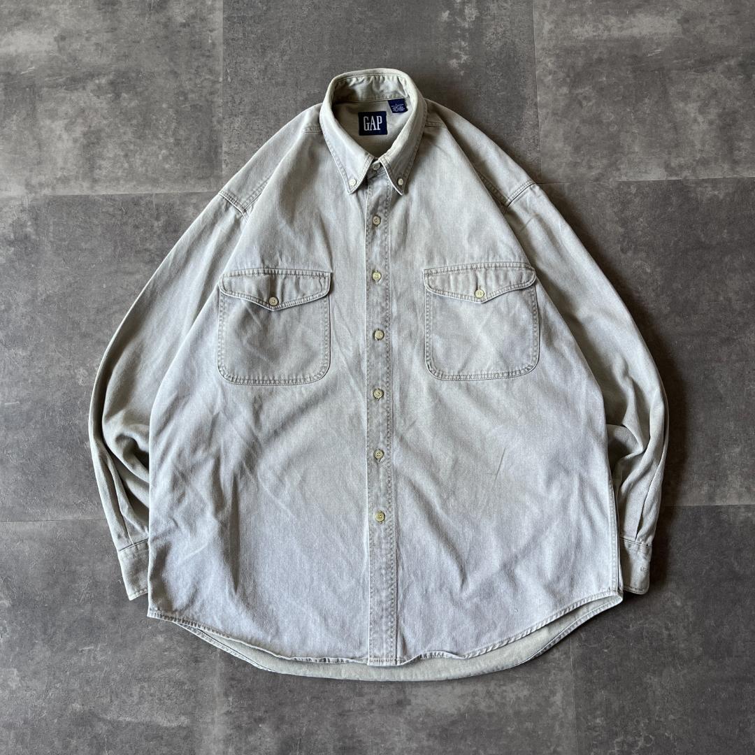 90s OLD GAP BDデニムシャツ L フェード感 A327