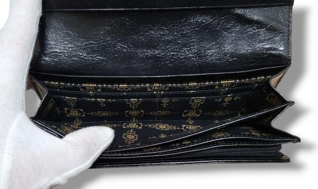 【新品未使用】 ANNA SUI アナスイ ロゴ 黒 長財布 カード16箇所