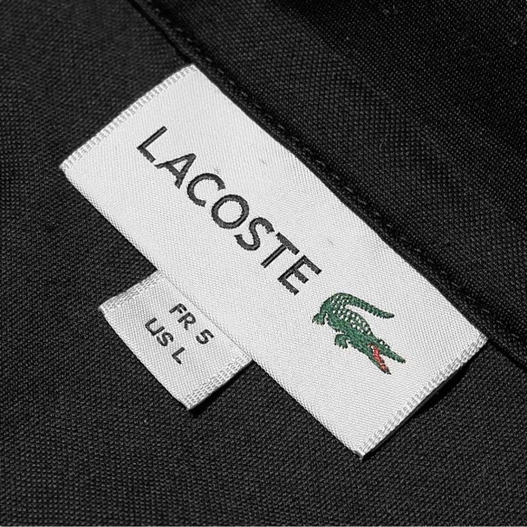 L★美品★LACOSTE★オープンカラーシャツ★ブラック★COOLMAX★半袖