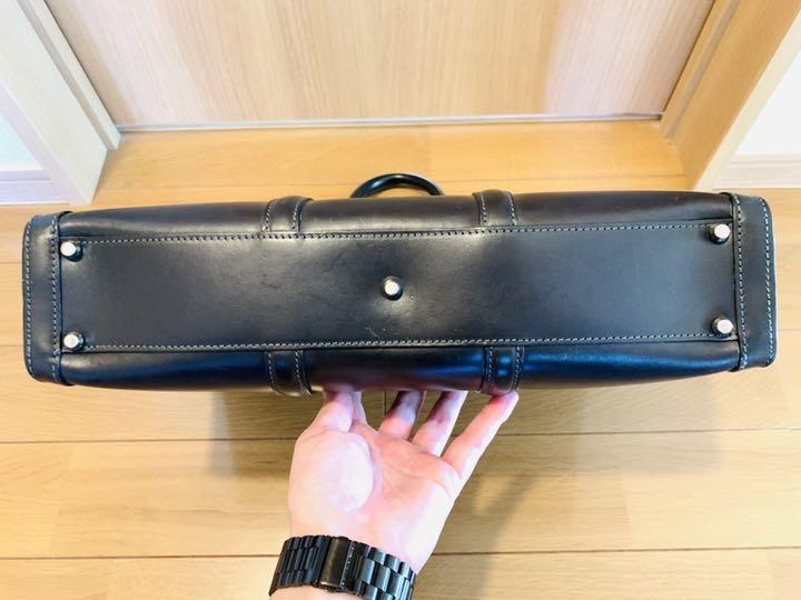 万双 ブライドル シングル天ファスナー ネイビー ビジネスバッグ