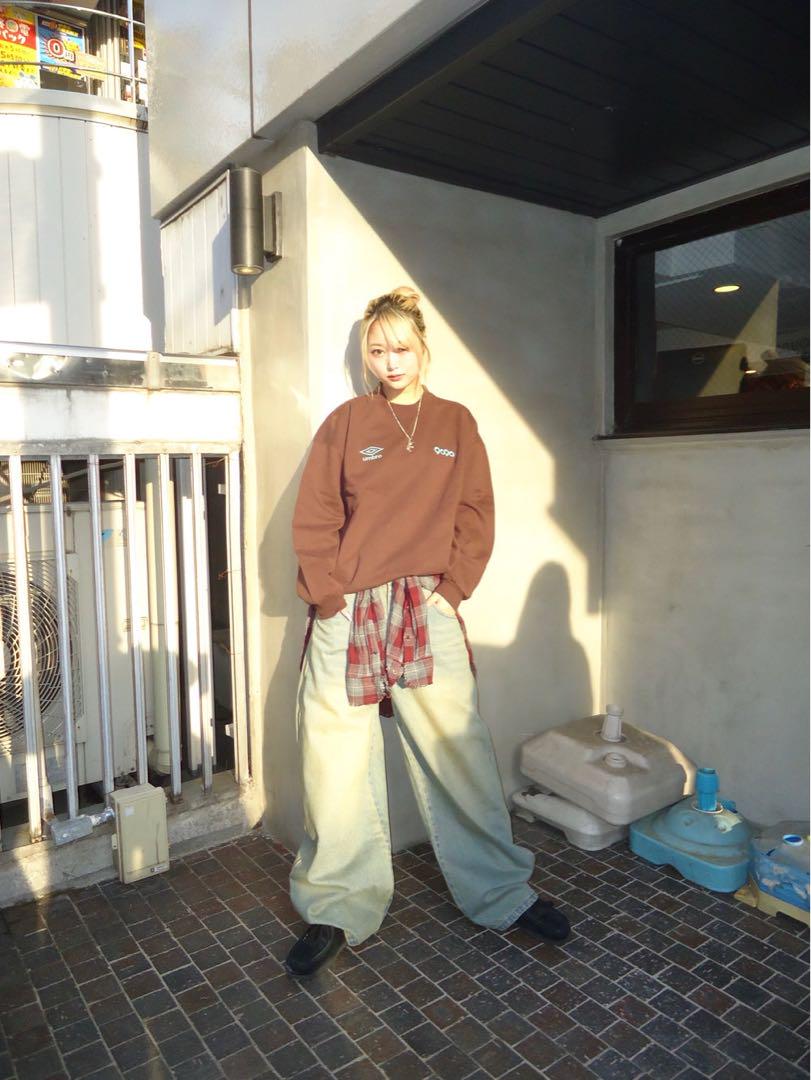 9090 × umbro Brown Two Logo クルーネックスウェット