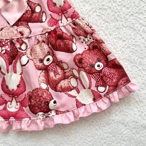 桃*香様 くま＆うさぎぬいぐるみプリントワンピース・ピンク・120・新品タグ付き