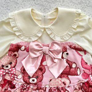 桃*香様 くま＆うさぎぬいぐるみプリントワンピース・ピンク・120・新品タグ付き