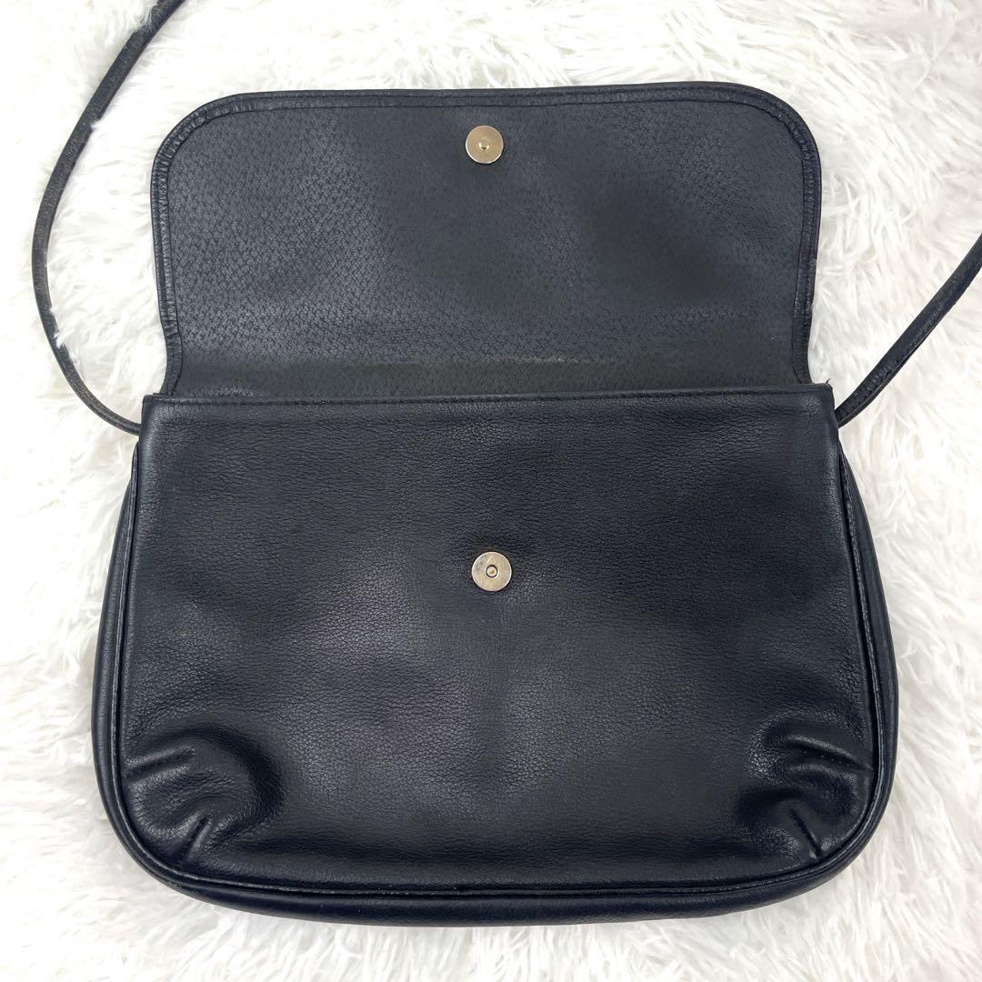 最旬ダウン NINA RICCI ブラック レザー ショルダーバッグ ニナリッチ バッグ