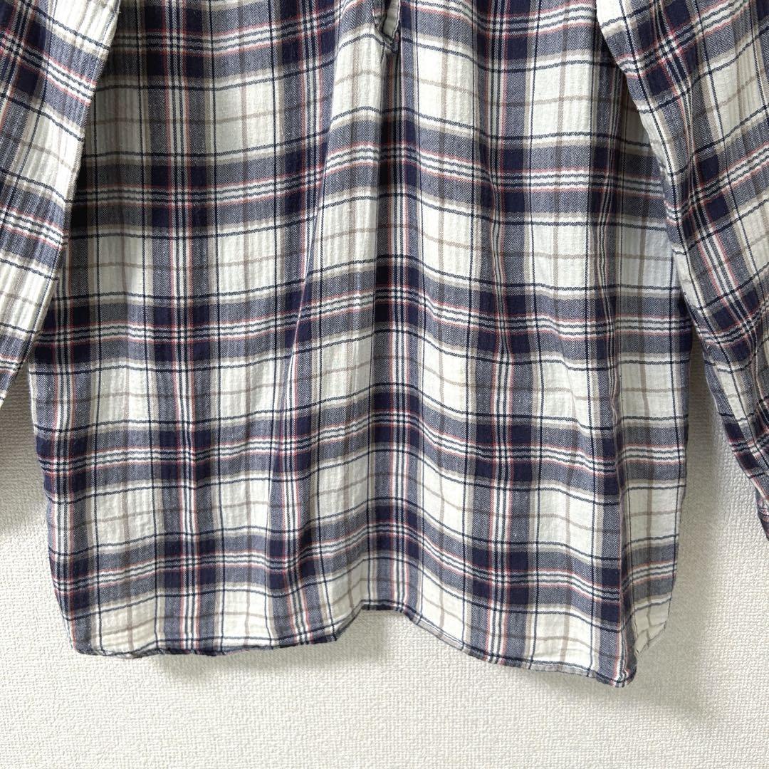 K.g チェック柄シャツ チュニック 長袖 レディース ネイビー系