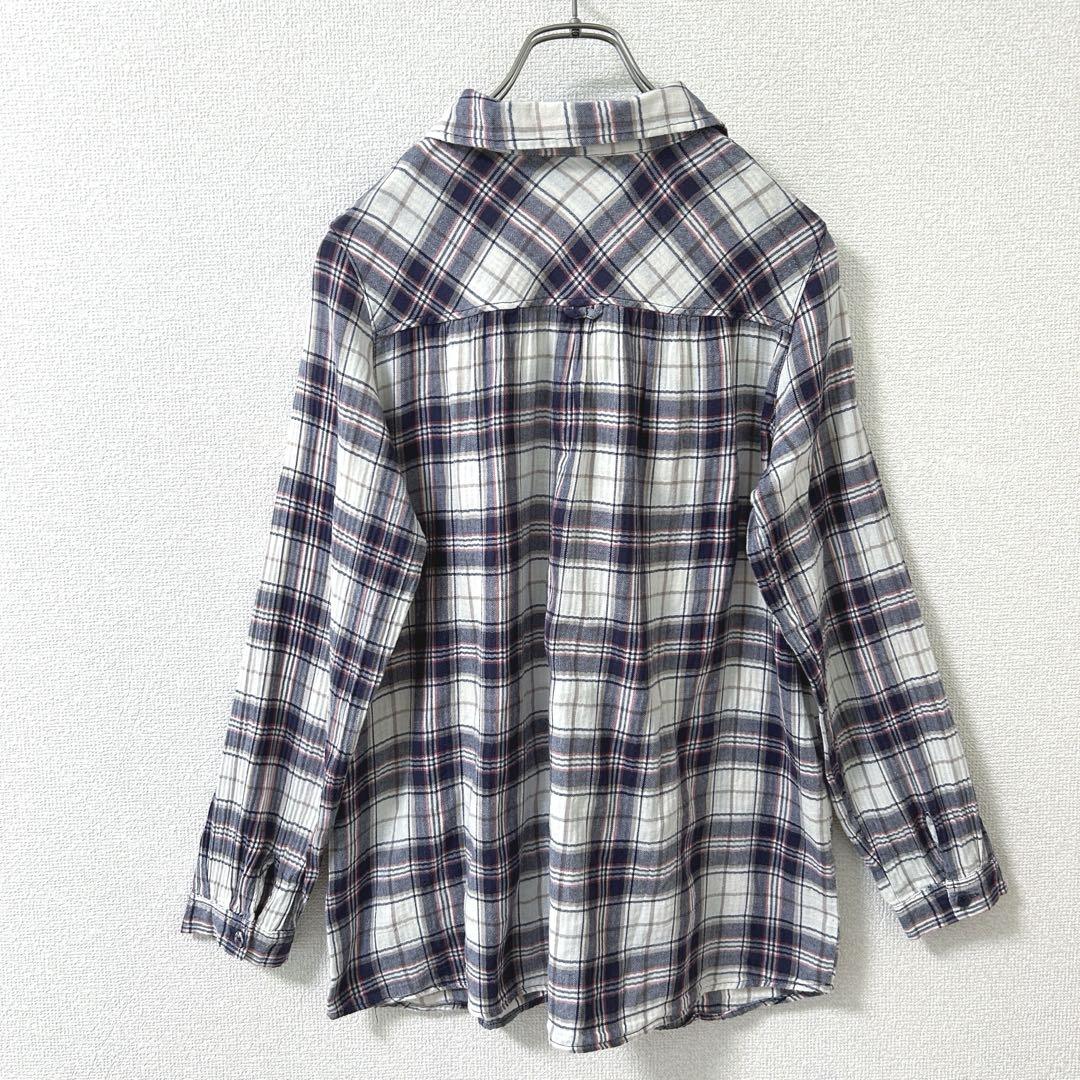 センソユニコ 長袖ロングシャツ チュニック チェック コットン混