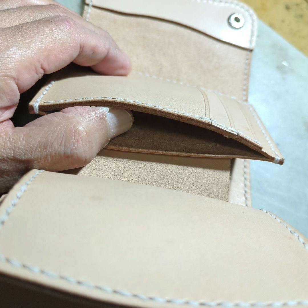 姫路ヌメ革 2つ折り財布 ハンドメイド ショートウォレット キナリ ナチュラル