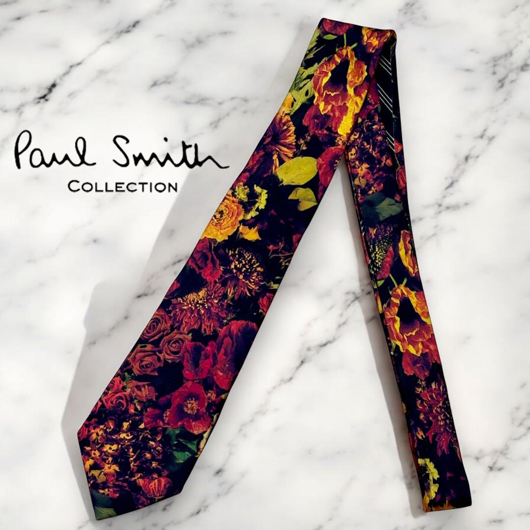 美品 Paul smith collection 花柄 フラワー ネクタイ 薔薇