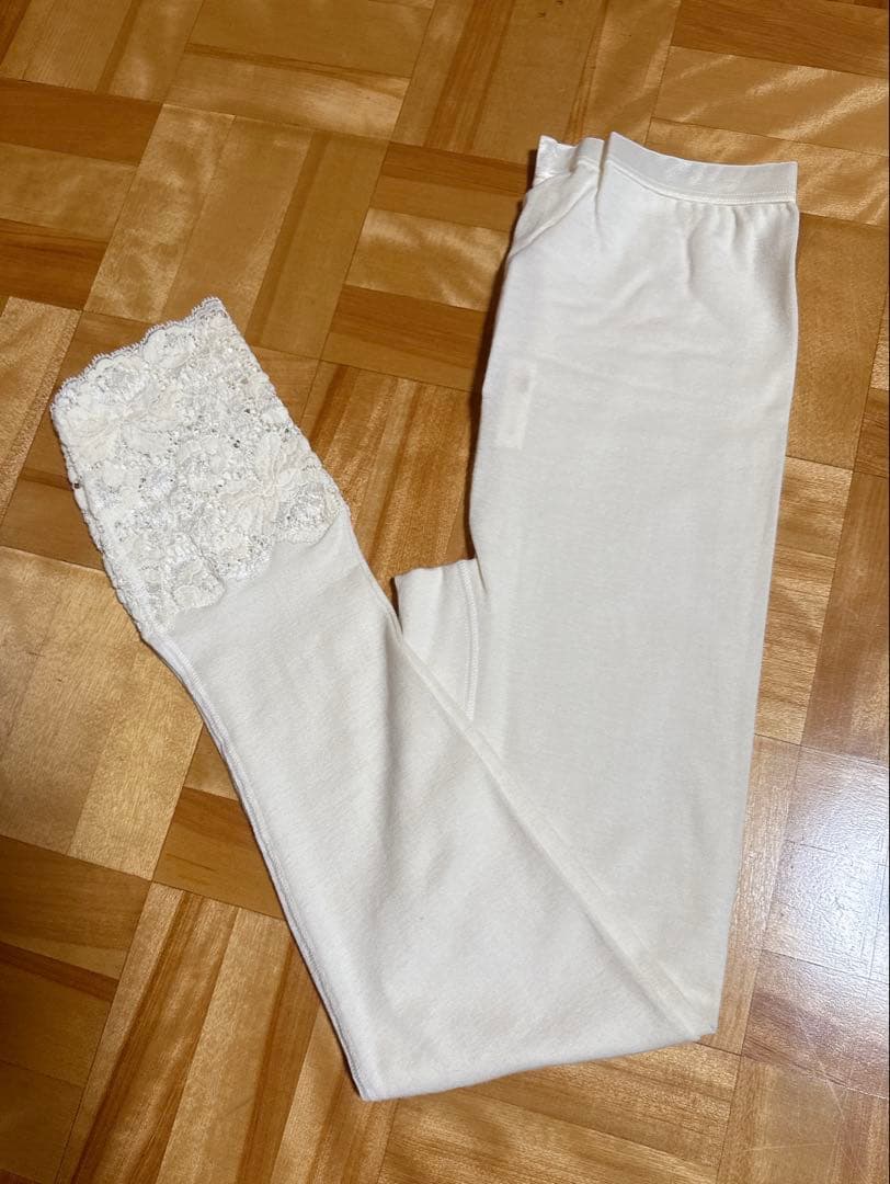 メディマ MEDIMA レース付スラックス下 肌着 シルク アンゴラ L新品、♥