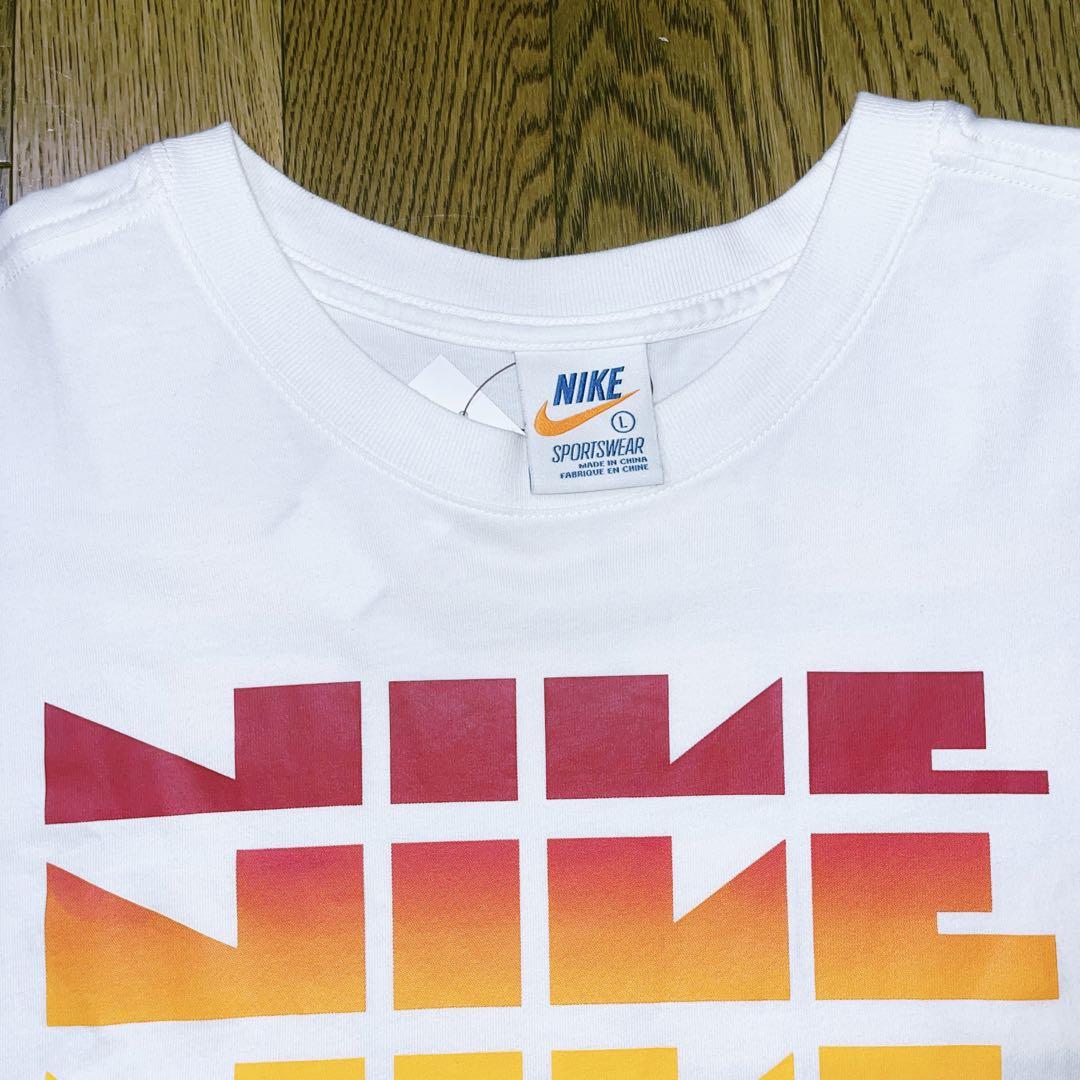 伝説のレア、裏表面印刷有り初期版本物　ゴツNIKE グラデーション T 日本XL
