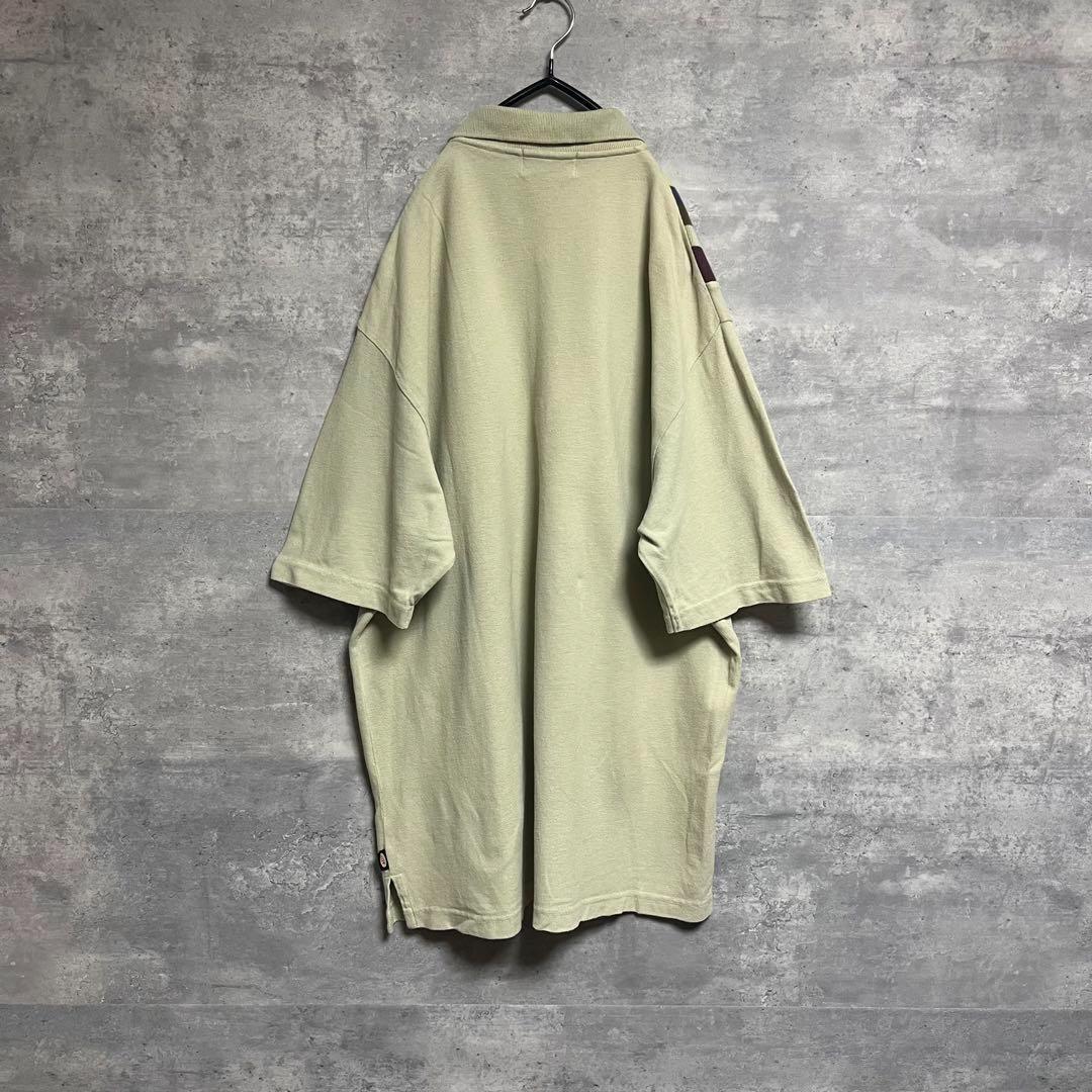 No.1640 VINTAGE 古着 半袖シャツ ハーフジップ ストライプ柄