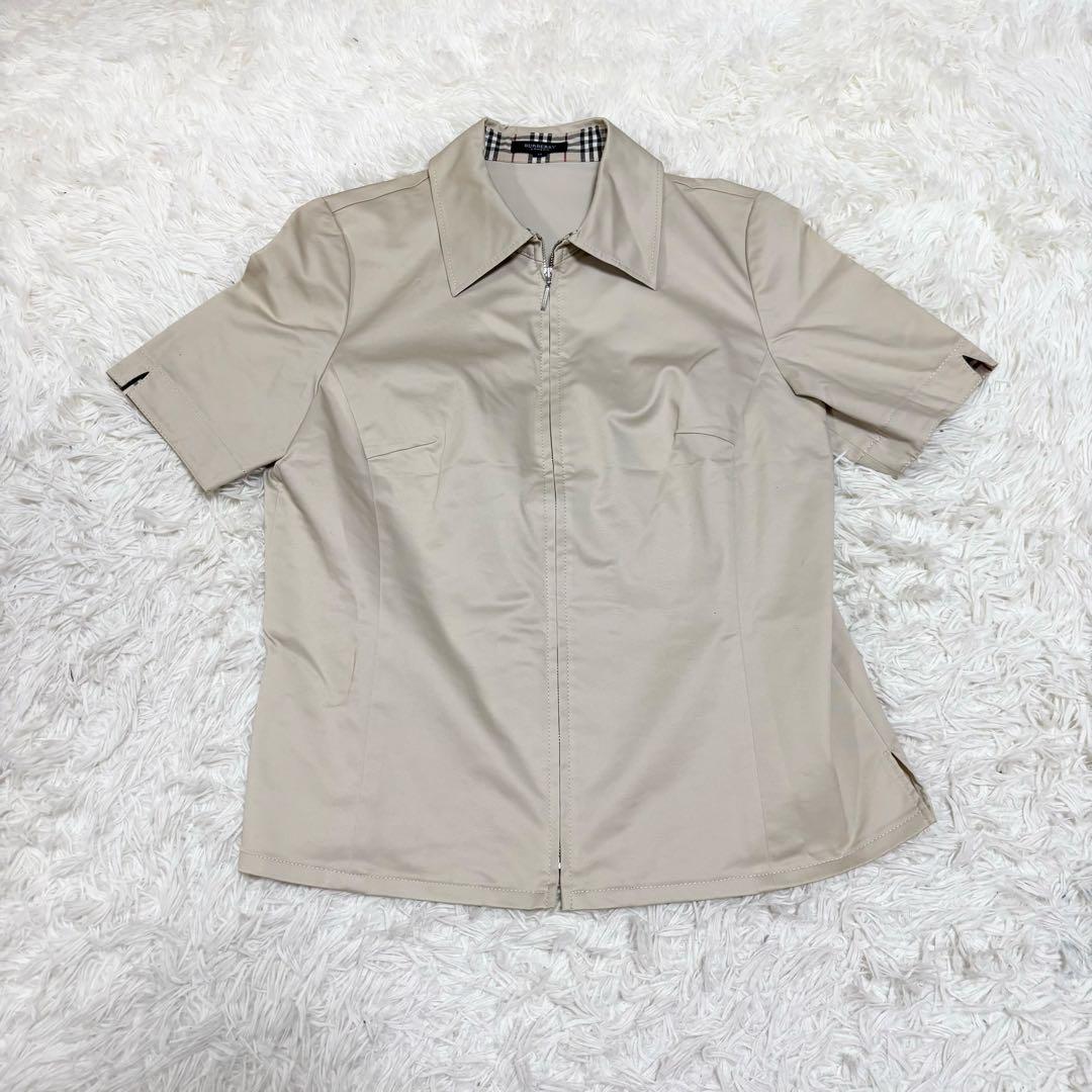 極美品　Burberry 半袖シャツ　コットン　ノバチェック　ジップアップ　13