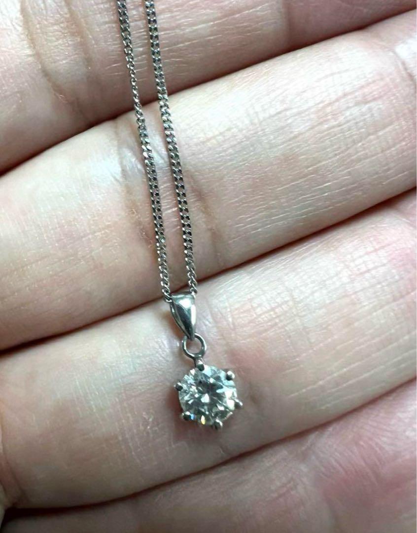 □Pt850ダイヤモンドペンダントネックレス 0.44ct 7.3g 40cm□