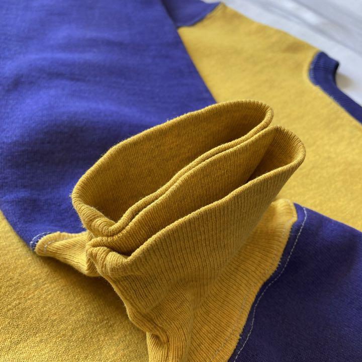 美品 珍品 2トーン 黄&ナス紺 90's チャンピオン リバースウィーブ