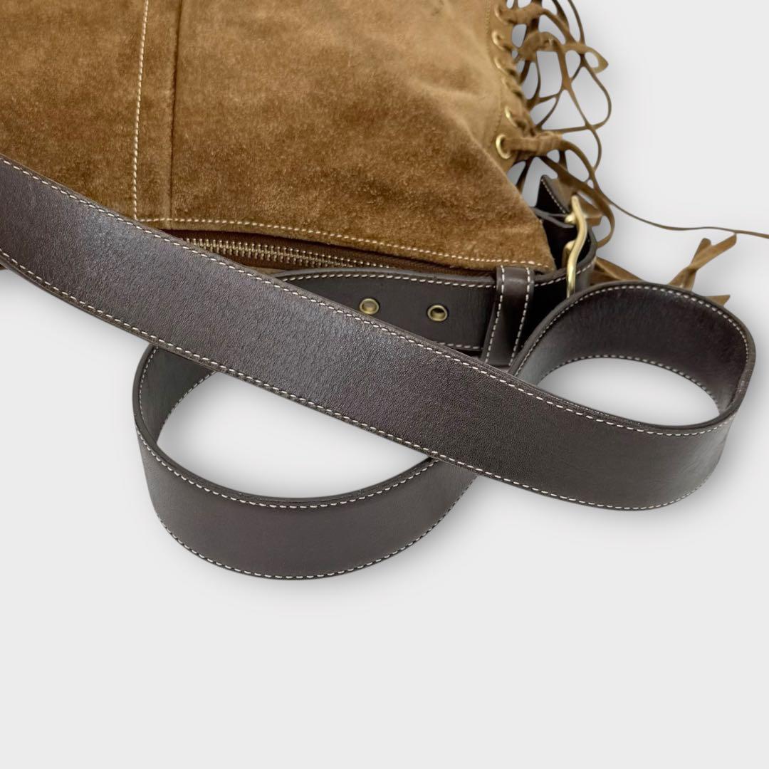 Vintage Coach Brown Suede Fring Bag