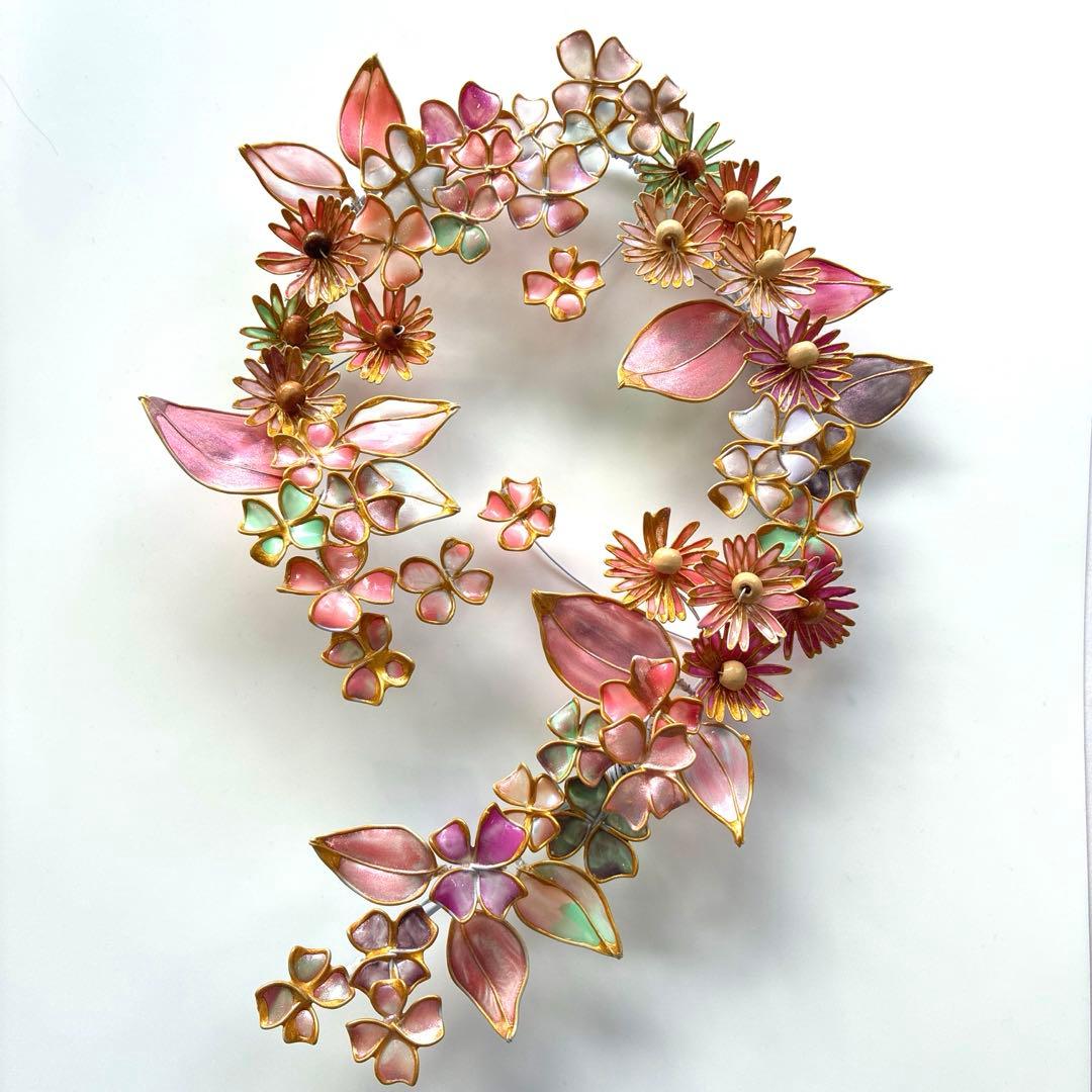 金の縁取りフラワーボタニカルリース ワイヤークラフト ディップアート アート NEXPOTALLINN_EU