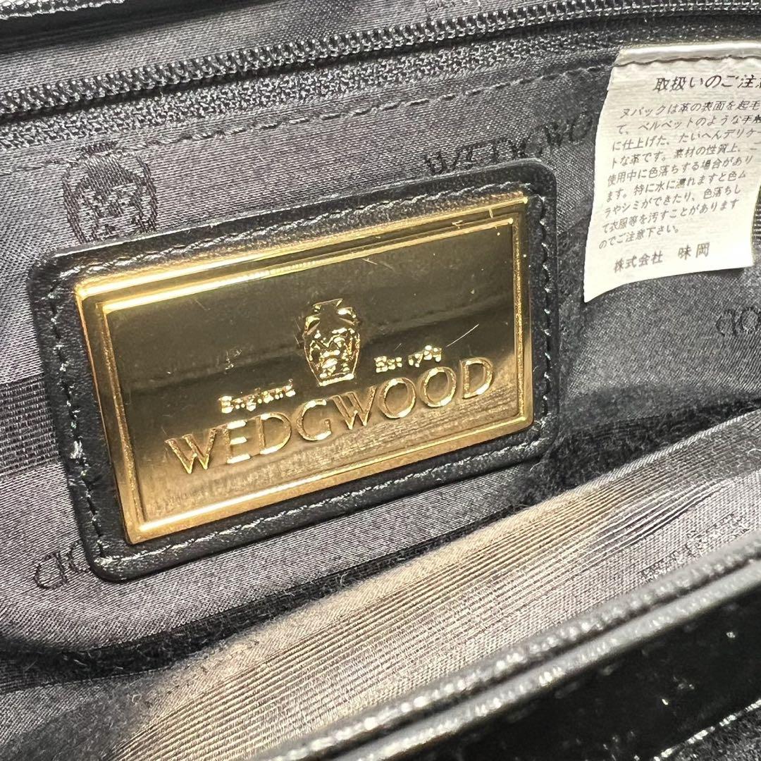 【良品】WEDGWOOD ウェッジウッド/ヌバック地/ゴールド金具 ハンドバッグ