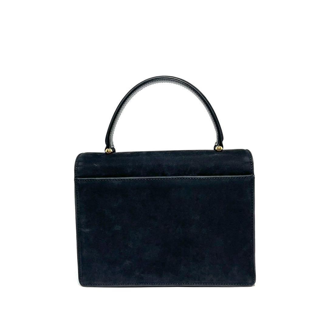 【良品】WEDGWOOD ウェッジウッド/ヌバック地/ゴールド金具 ハンドバッグ
