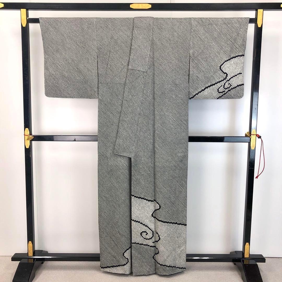 付下げ 総絞り 疋田絞り 流水模様 愛ZECRA 黒色 K-4546 付下げ 総絞り 疋田絞り 流水模様 愛ZECRA 黒色 K-4546