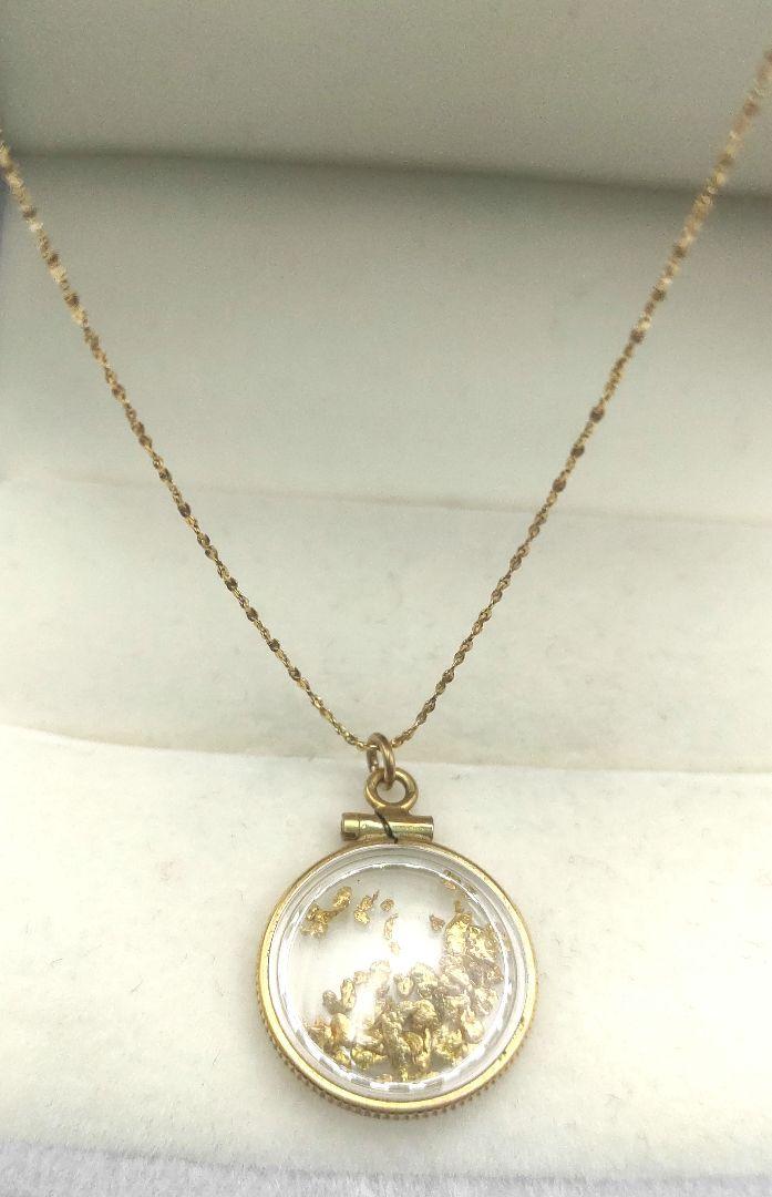 正規店仕入れの 最終割引]14K 40cm ロック ゴールドダストネックレス アクセサリー
